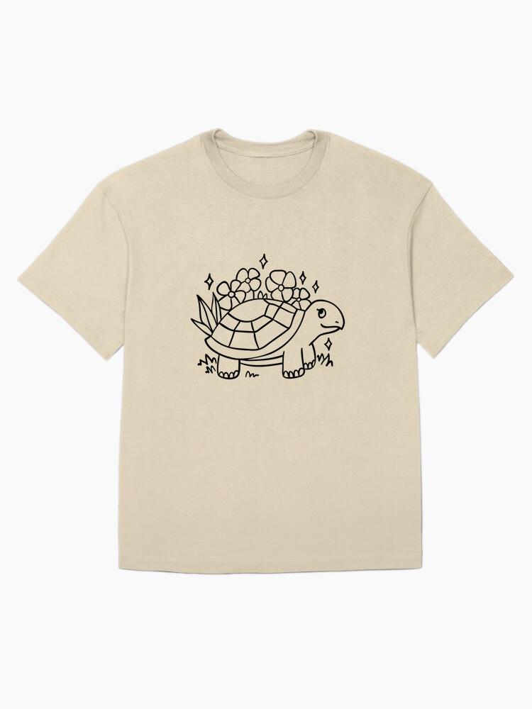 Adorable Turtle Design With Flowers And Sparkles Oversized T-Shirt - Image 4