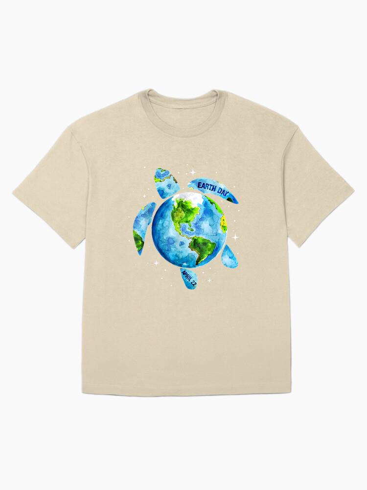 Earth Day 2022 Restore Earth Sea Turtle Art Save the Planet Oversized T-Shirt - Image 4