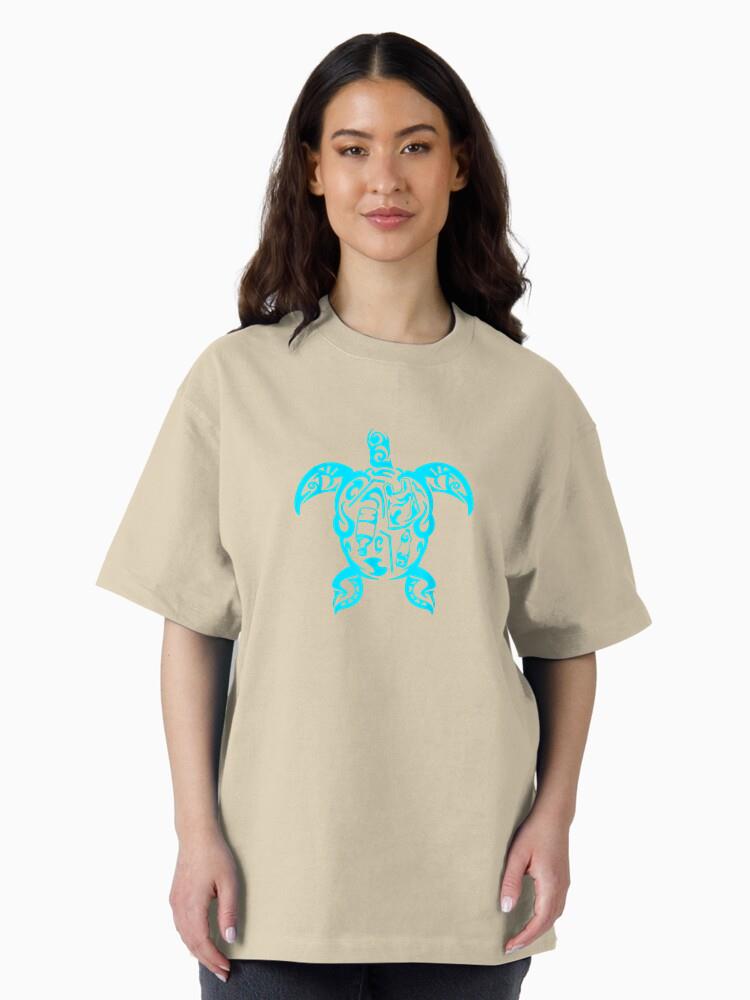 Earth Day Sea Turtle Tribal Plastic Pollution Oversized T-Shirt - Image 3