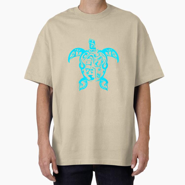 Earth Day Sea Turtle Tribal Plastic Pollution Oversized T-Shirt 