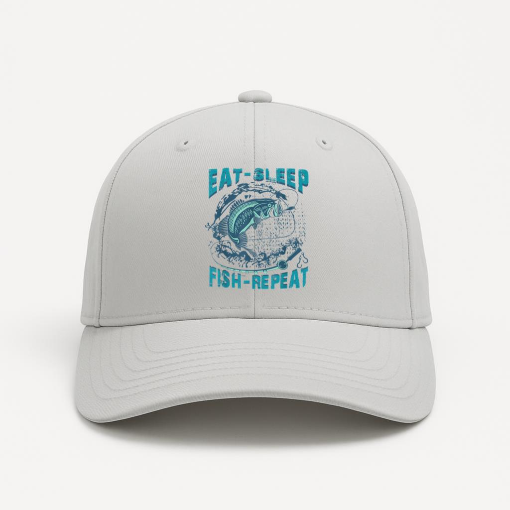 Eat Sleep Fish Repeat Fishing Cotton Twill Cap 