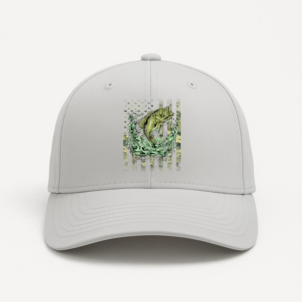 Fishing Camouflage USA Flag Cotton Twill Cap 