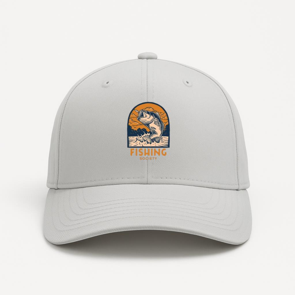 fishing logo design retro style Cotton Twill Cap 