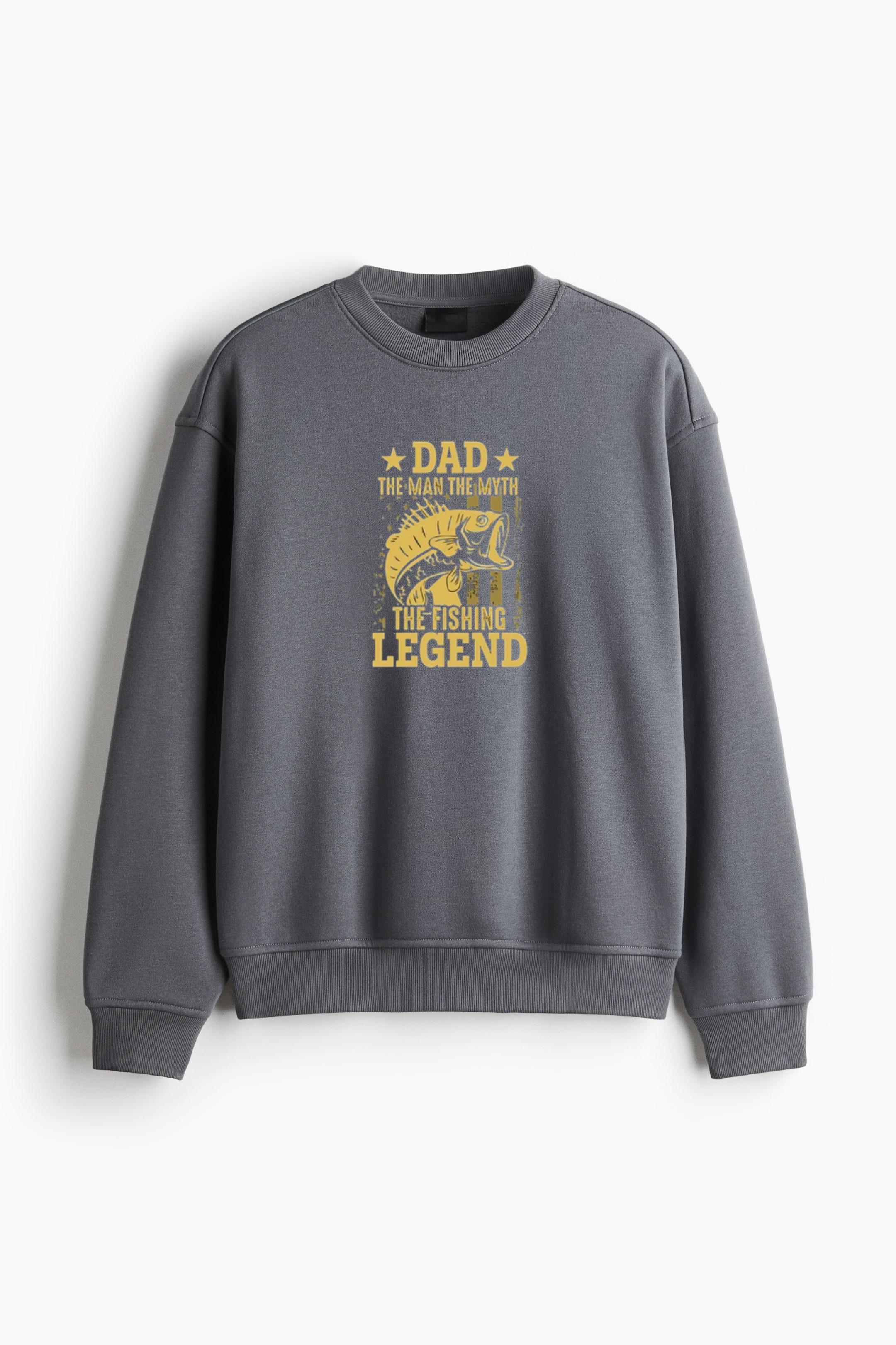 fishing quote dad man myth Regular Fit Printed Sweatshirt - Image 2