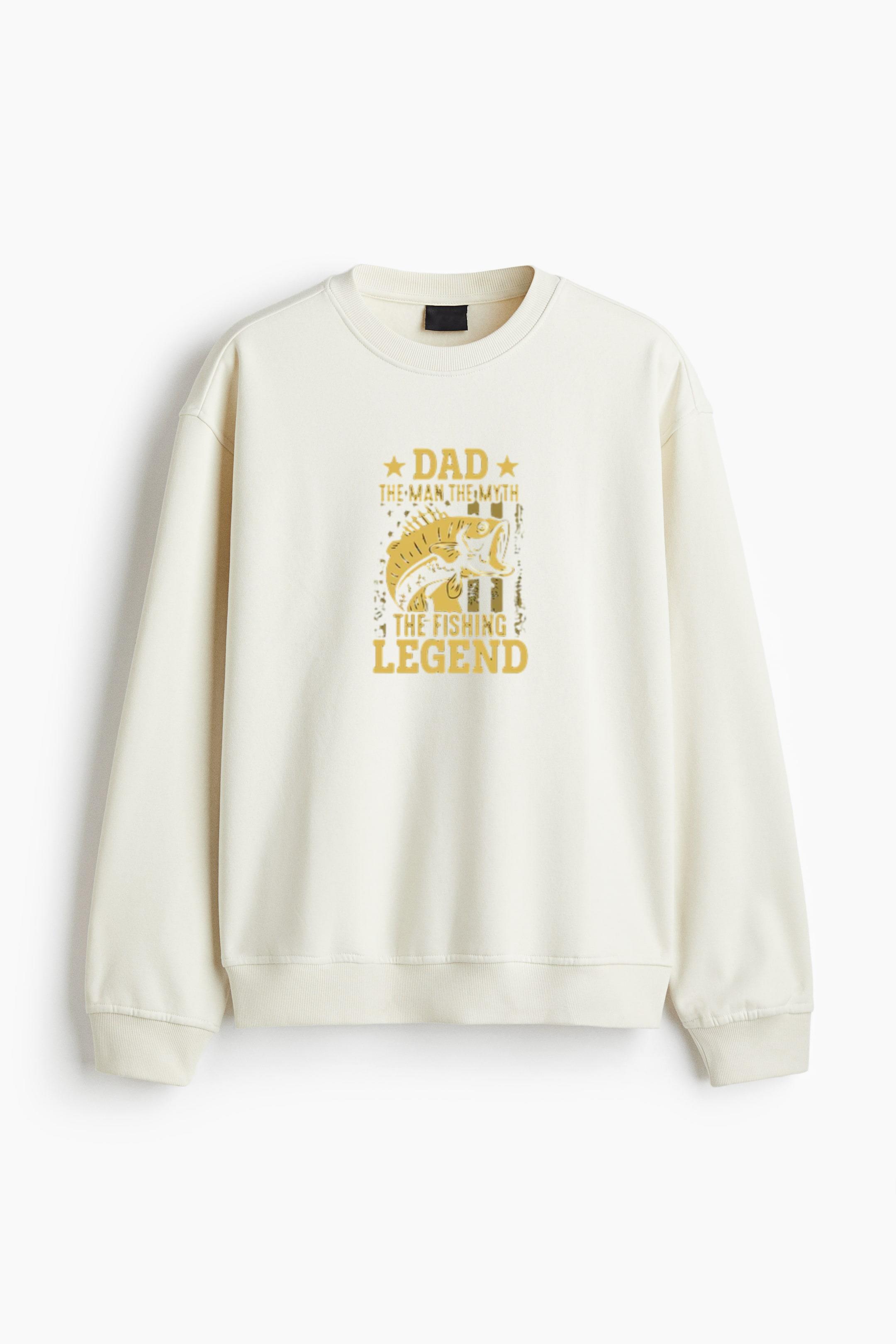 fishing quote dad man myth Regular Fit Printed Sweatshirt - Image 4