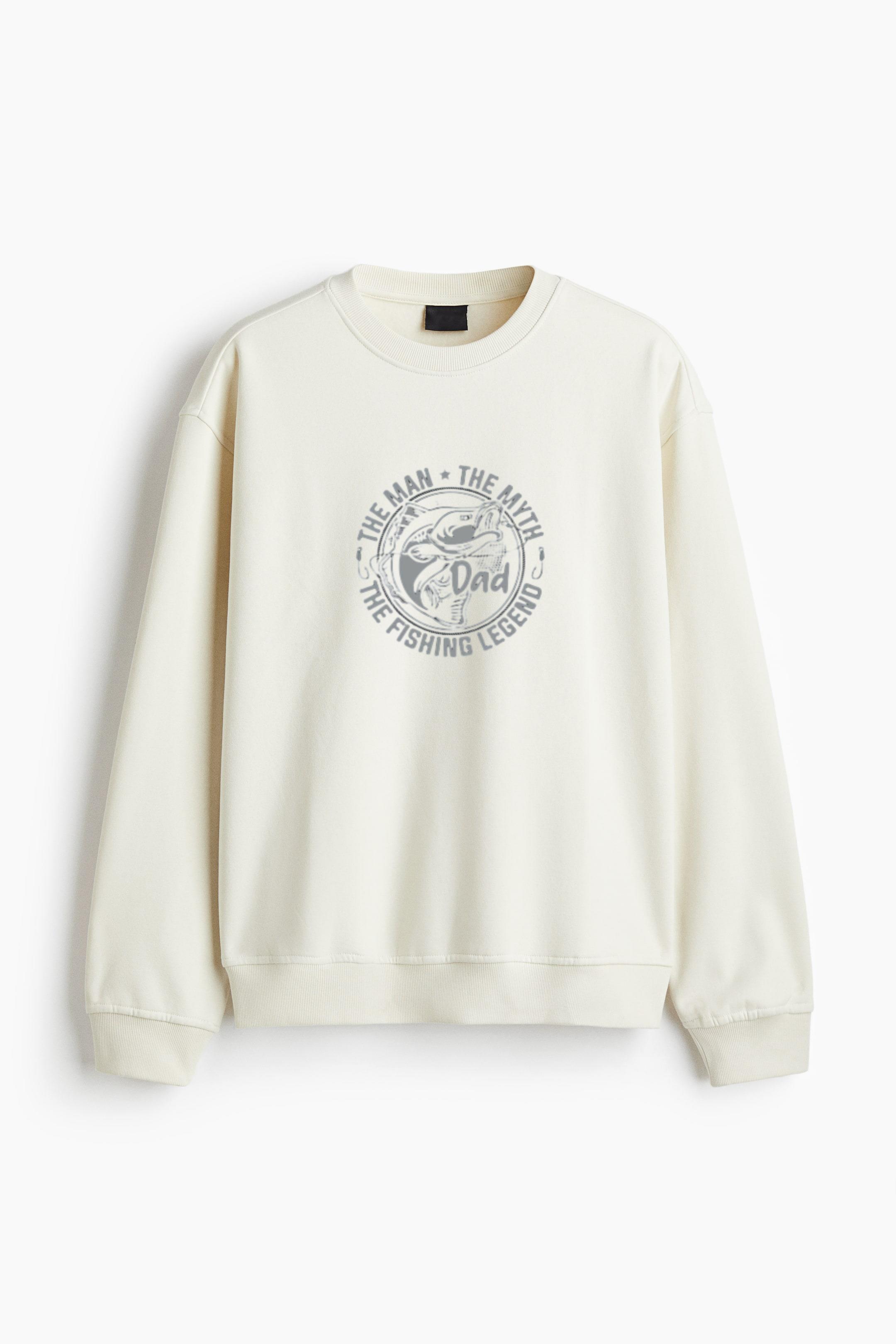 fishing quotes vector design t Regular Fit Printed Sweatshirt - Image 4