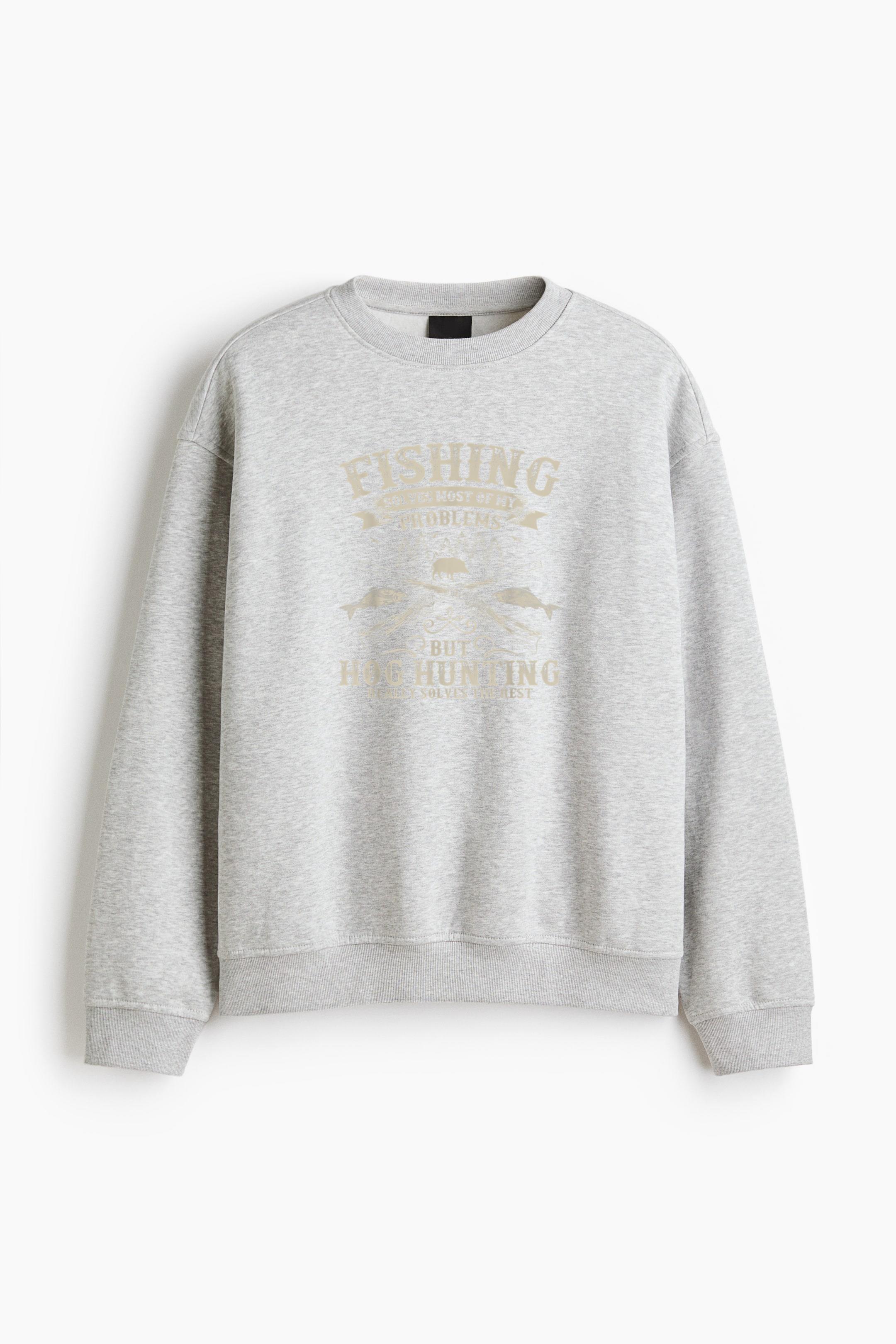 Fishing Solves Most Problems Regular Fit Printed Sweatshirt 