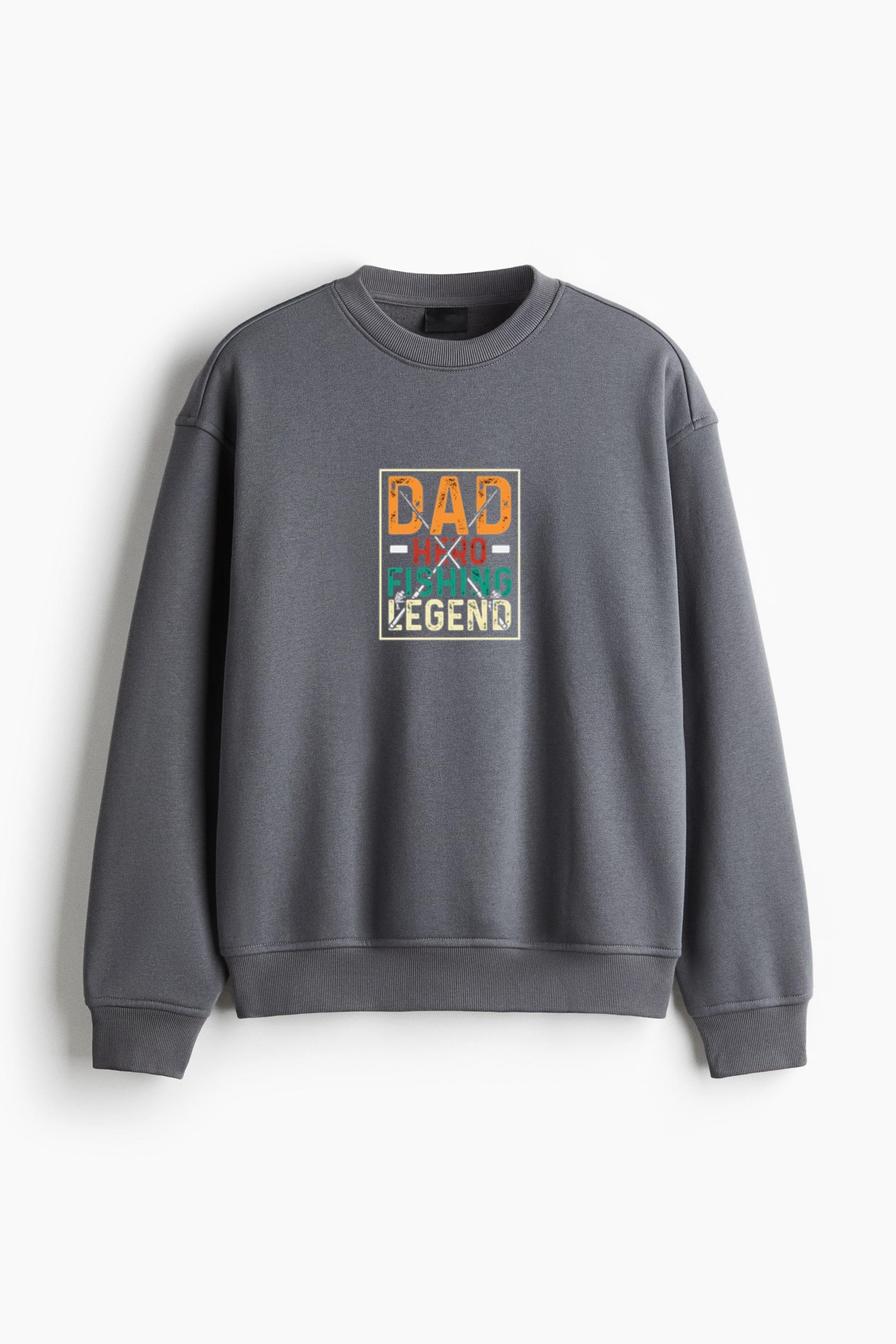 fishing tshirt design dad hero Regular Fit Printed Sweatshirt - Image 2