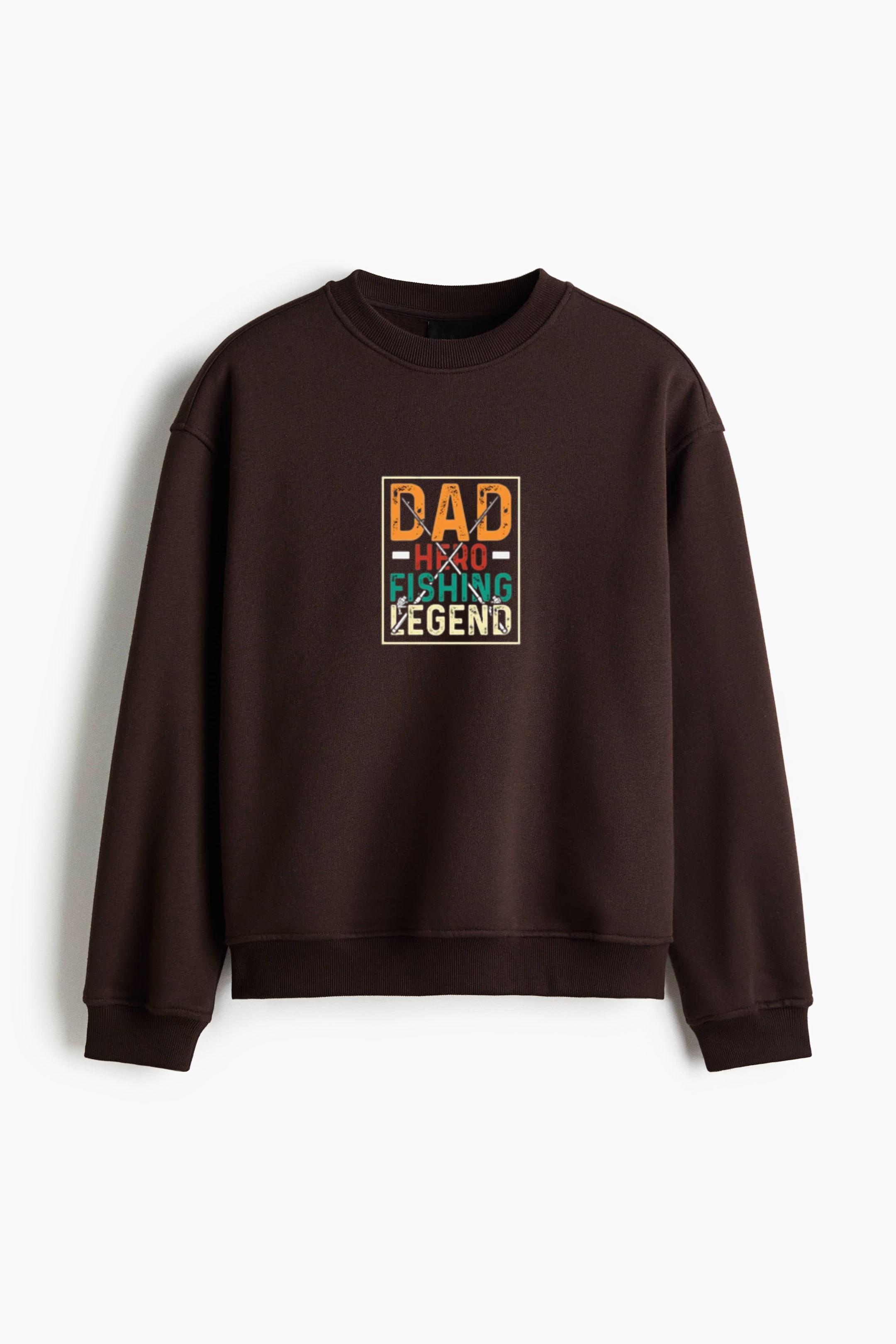 fishing tshirt design dad hero Regular Fit Printed Sweatshirt - Image 3