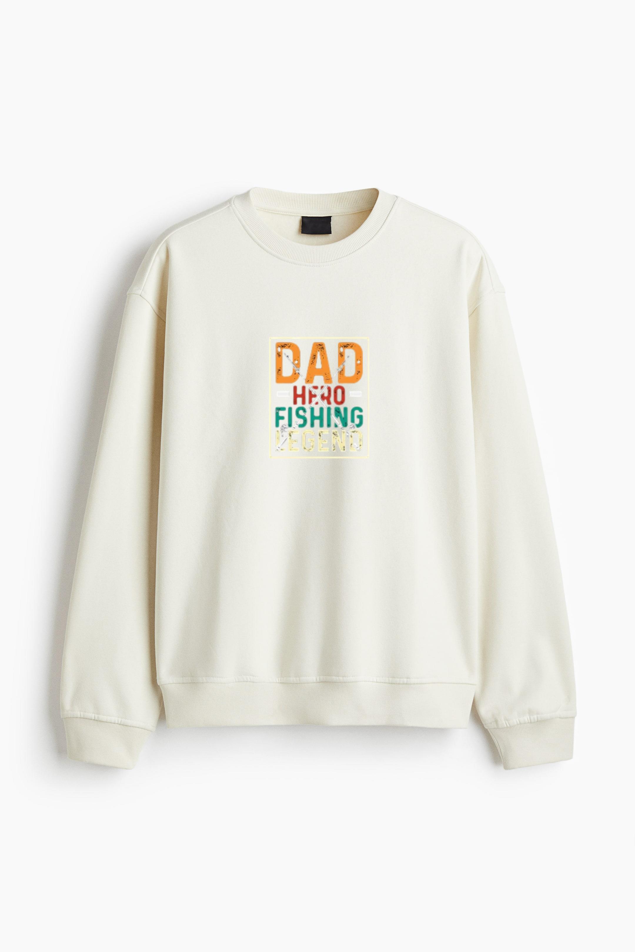 fishing tshirt design dad hero Regular Fit Printed Sweatshirt - Image 4