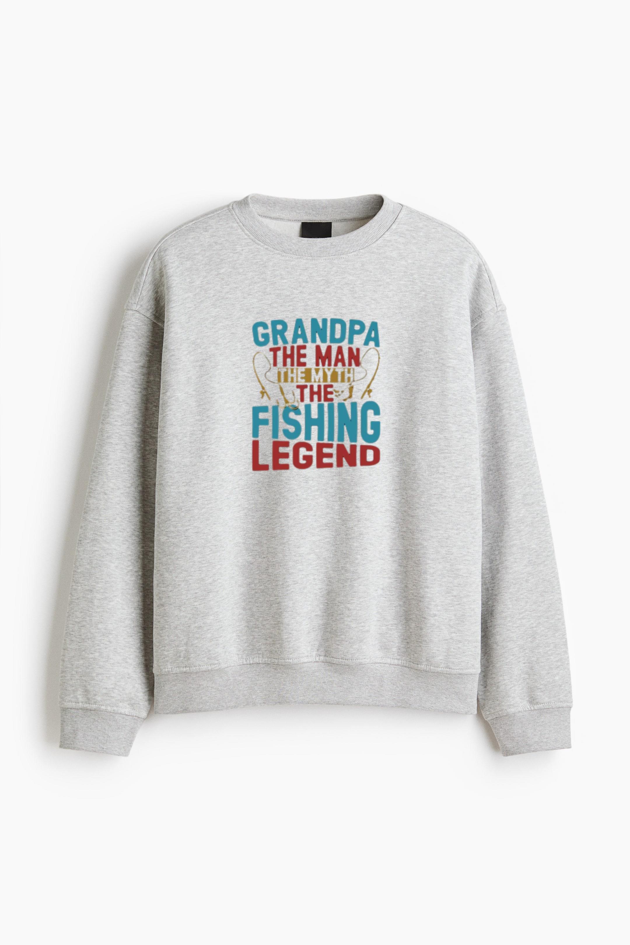 grandpa man myth fishing legend Regular Fit Printed Sweatshirt 