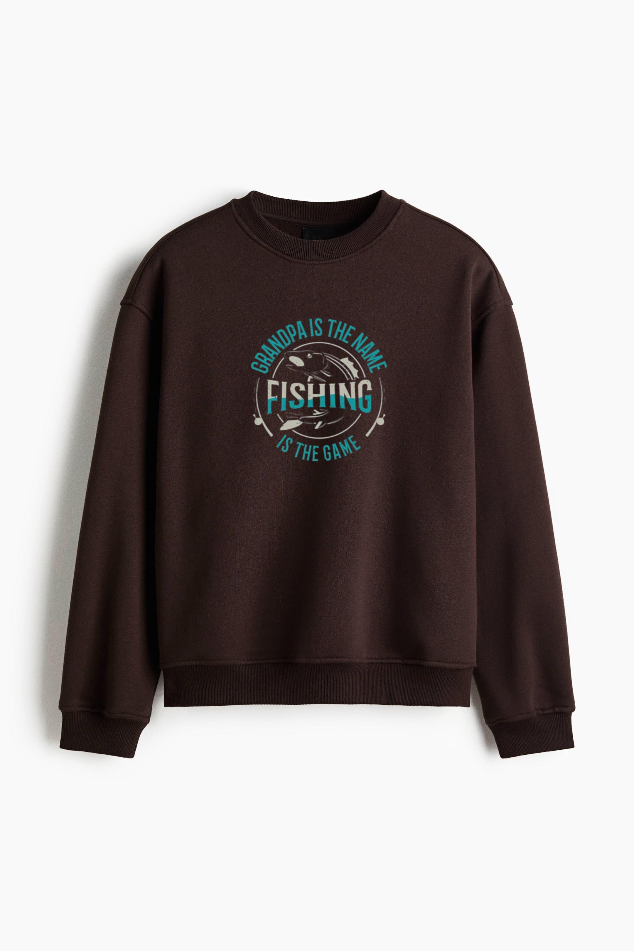 grandpa my name fishing game Regular Fit Printed Sweatshirt - Image 3