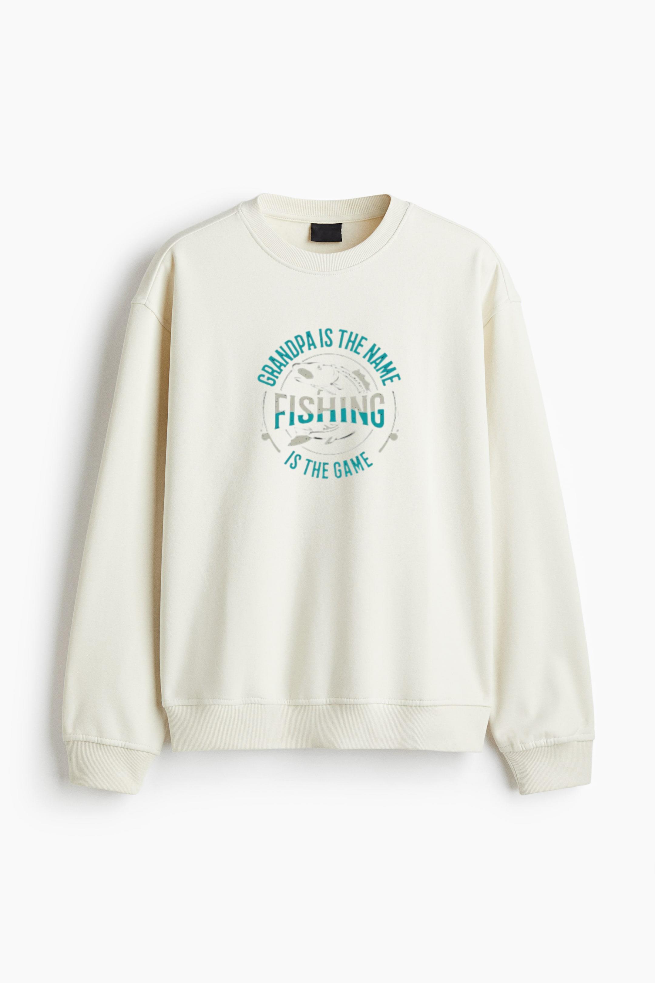 grandpa my name fishing game Regular Fit Printed Sweatshirt - Image 4