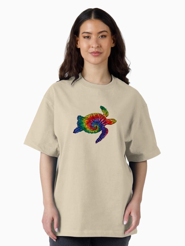 Hippie Sea Turtle Rainbow Oversized T-Shirt - Image 3