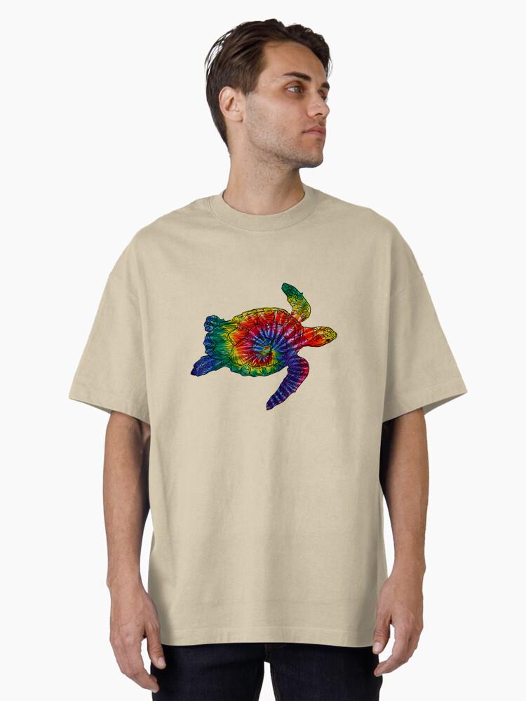 Hippie Sea Turtle Rainbow Oversized T-Shirt - Image 2