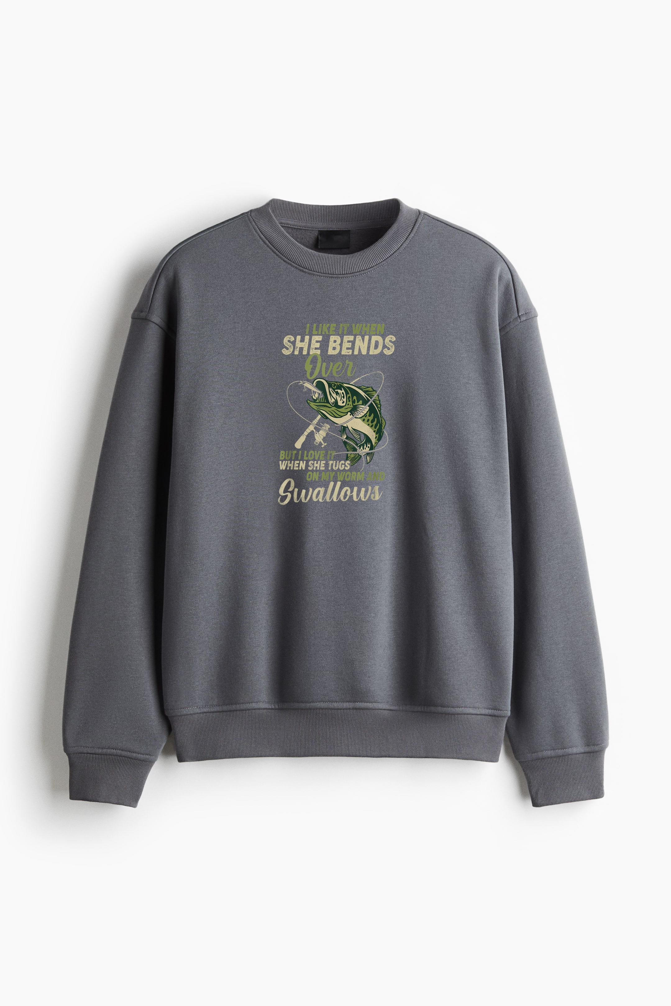 I Like It When She Bends Over Fishing Regular Fit Printed Sweatshirt - Image 2