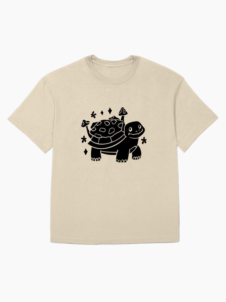 Playful Cartoon Turtle Design With Mushrooms Oversized T-Shirt - Image 4