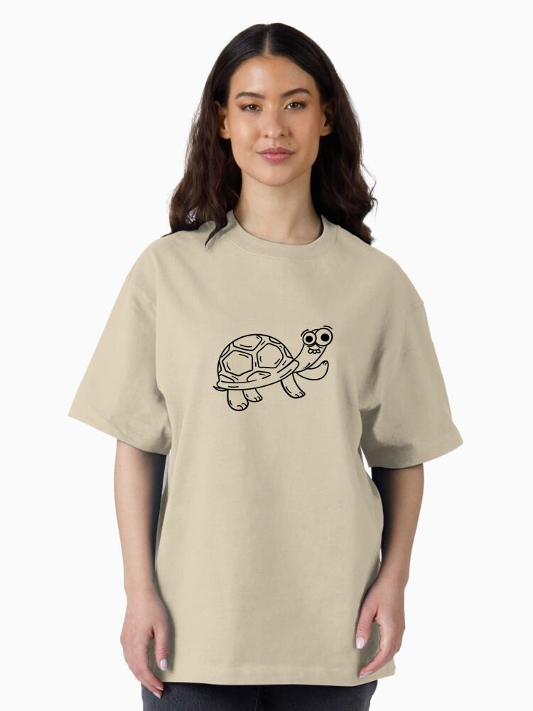 Playful Cartoon Turtle Illustration Oversized T-Shirt - Image 3