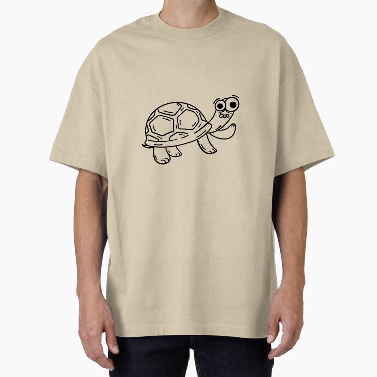 Playful Cartoon Turtle Illustration Oversized T-Shirt 