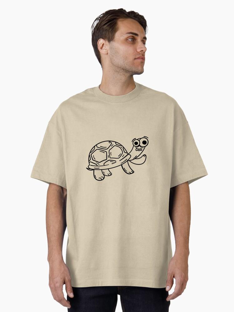 Playful Cartoon Turtle Illustration Oversized T-Shirt - Image 2