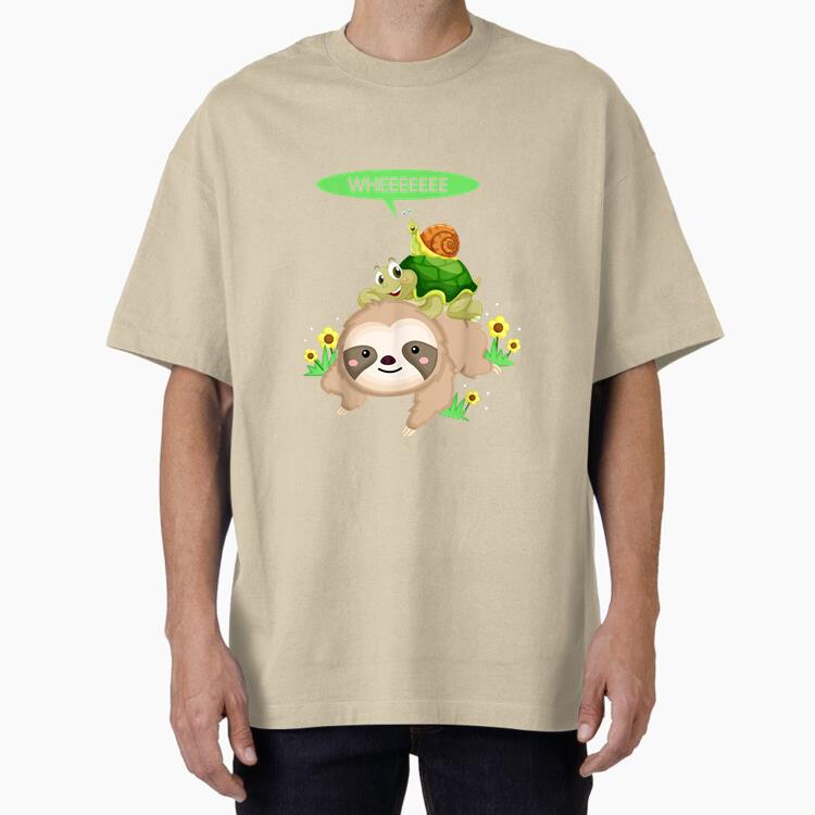 Running Wild Sloth Turtle Snail Oversized T-Shirt 
