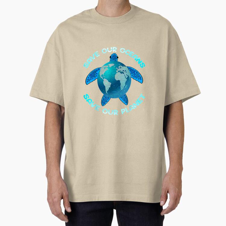 Save Our Oceans Save Our Planet Turtle Oversized T-Shirt 