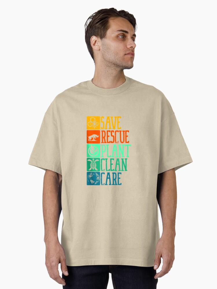 Save rescue Plant Clean Care Turtle Animal Recycle Earth Day Oversized T-Shirt - Image 2