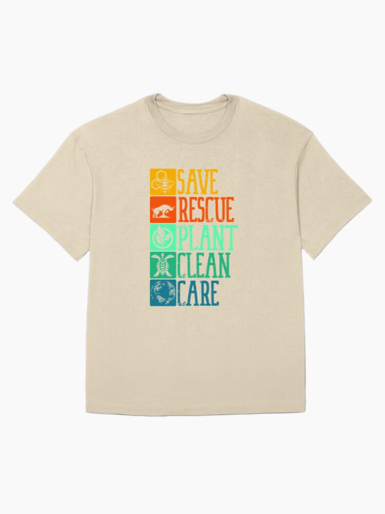 Save Rescue Plant Clean Care Turtle Earth Day Oversized T-Shirt - Image 4