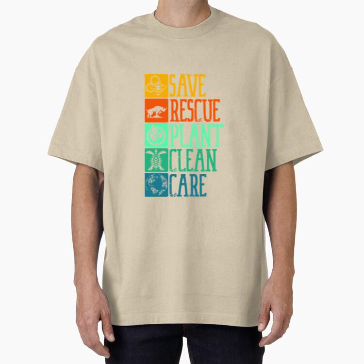 Save Rescue Plant Clean Care Turtle Earth Day Oversized T-Shirt 