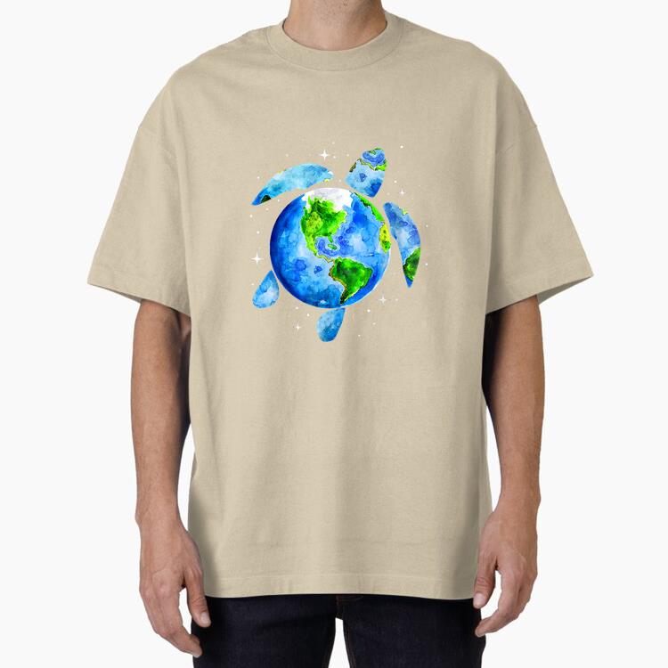 Save The Planet Earth Sea Turtle Oversized T-Shirt 