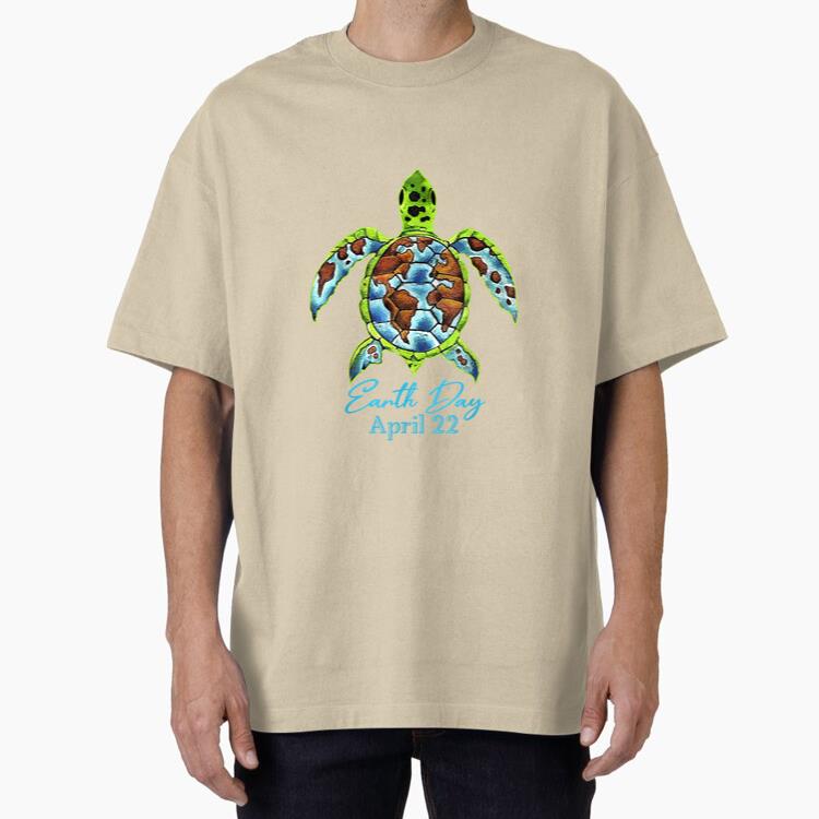 Sea Turtle Planet Funny Love World Environment Earth Day Oversized T-Shirt 