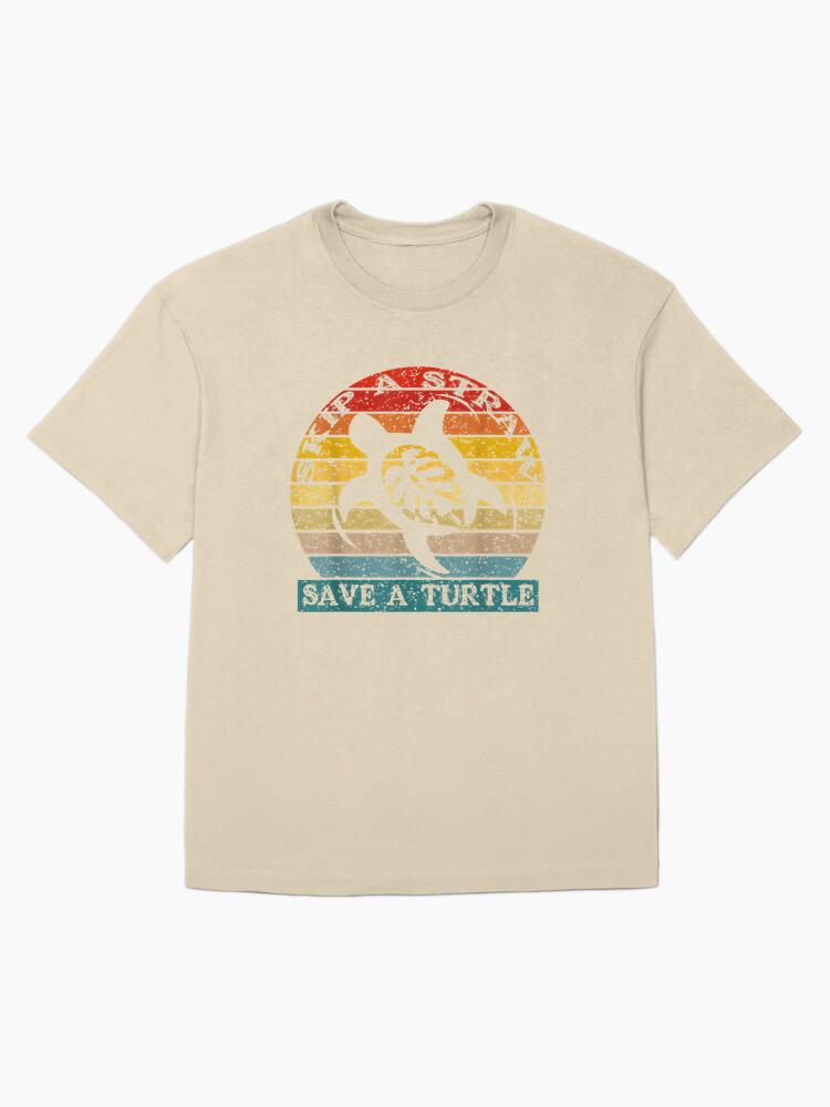 Skip a Straw Save a Turtle Vintage Retro Save a Turtle Oversized T-Shirt - Image 4