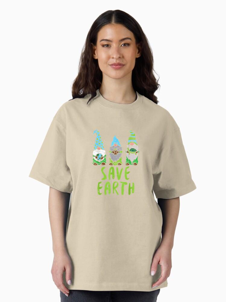 Three Gnomes Plant Turtle Save Earth Oversized T-Shirt - Image 3