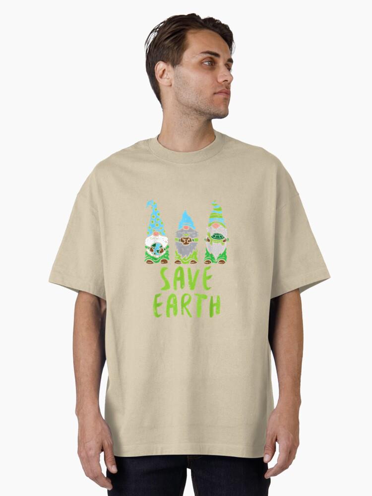 Three Gnomes Plant Turtle Save Earth Oversized T-Shirt - Image 2